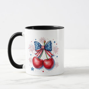 Mug Cerises avec Coquette Bow 4 juillet Américain