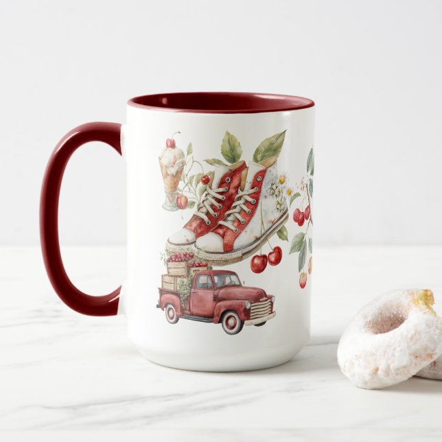 Mug Cerises Douces d'Été (Avec donut)