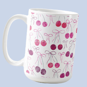 Mug Cerises Rubans et Bows Motif d'aquarelle