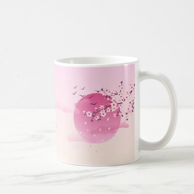 Mug Cerisier Fleur Levante Soleil Rose Fille Florale (Droite)