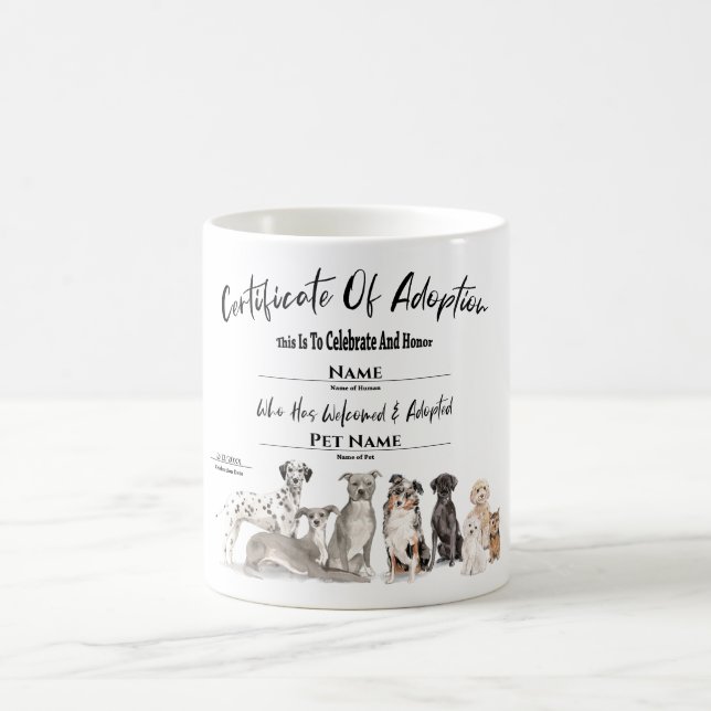 Mug Certificat d'adoption de Chien Chien Chien, Chien, (Centre)