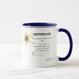 Mug Certificat d'observateur de l'Eclipse solaire amér