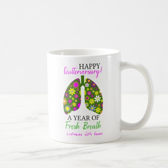 Mug Cessez de fumer pour l'anniversaire avec des poumo (Droite)