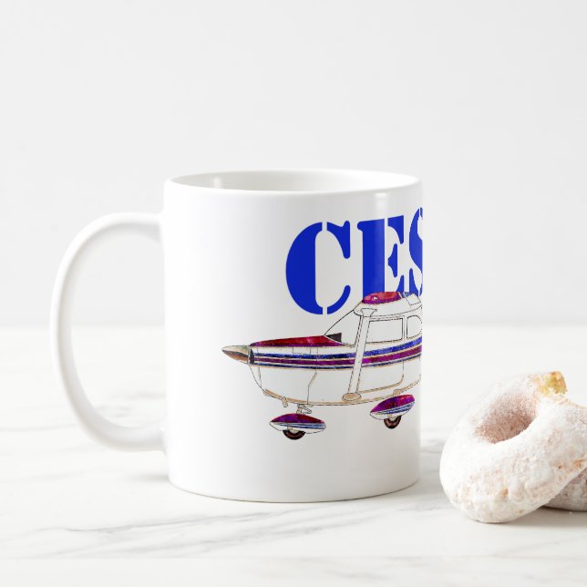 Mug Cessna 172 Skyhawk Illustration Bold Text Design (Avec donut)