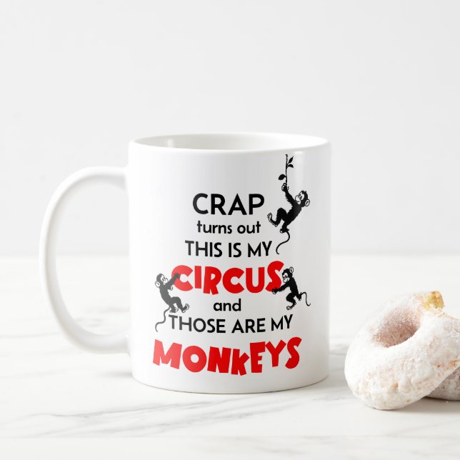 Mug C'Est Mon Cirque Ce Sont Mes Singes Nom Personnali (Avec donut)