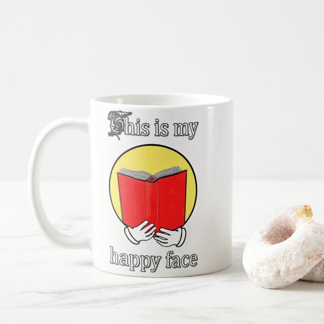 Mug C'est mon visage heureux - Emoji lisant un livre (Avec donut)