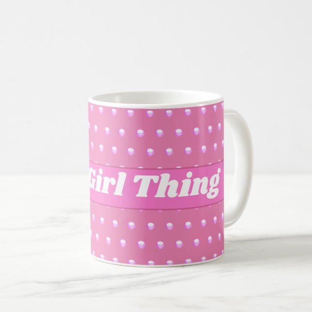 Mug C'est une chose de fille Rose points polka lumineu (Devant droit)