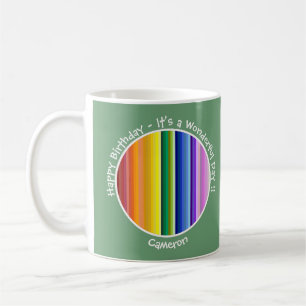 Mug C'est une fête arc-en-ciel, Motif à bandes multico