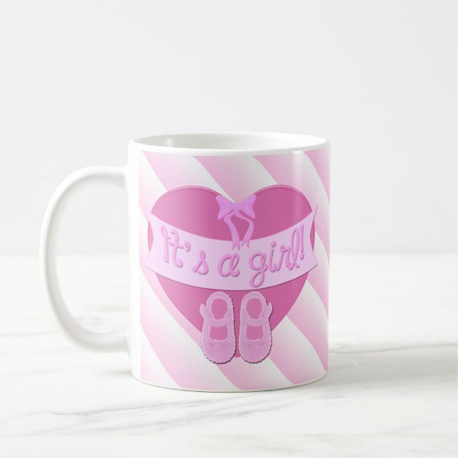 Mug C'est une fille Pink Heart Bow Chaussures Baby Gir (Gauche)