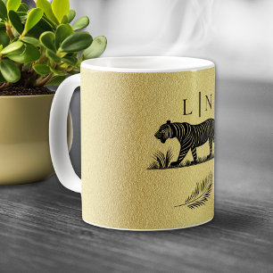 Mug Cet élégant Monogramme Motif Gold Black