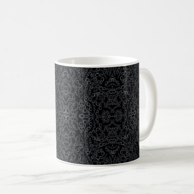 Mug Chained Abstract Mirrored Image Gray On Black Art (Devant droit)