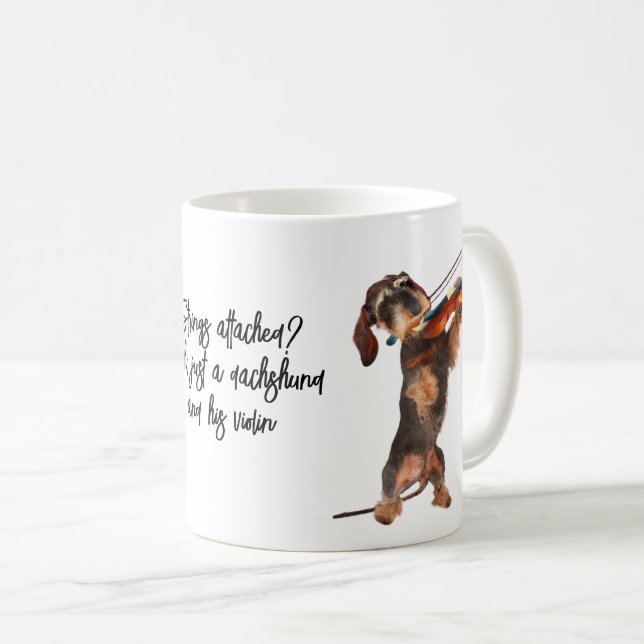 Mug Chaînes attachées Dachshund À poils durs et Violon (Devant droit)