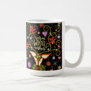 Mug Chaleureux hiver Souhaits jolie conception de renn