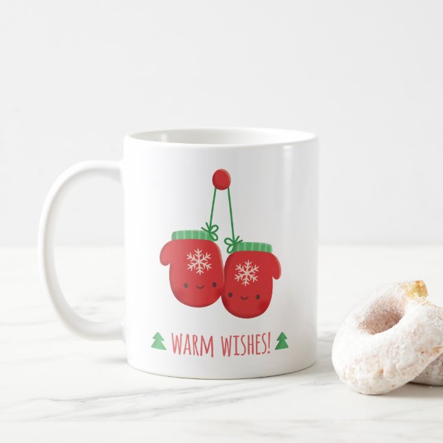 Mug Chaleureux voeux de Noël mignon Flocon de neige Mi (Avec donut)