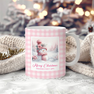 Mug Châleux Scène de Noël Bonhomme de Neige Rose A