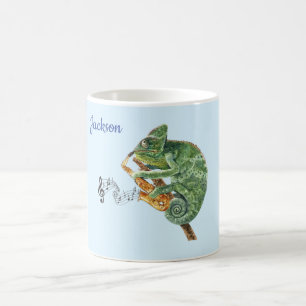 Mug Chameleon Jazz Saxophone Musique Nom personnalisé