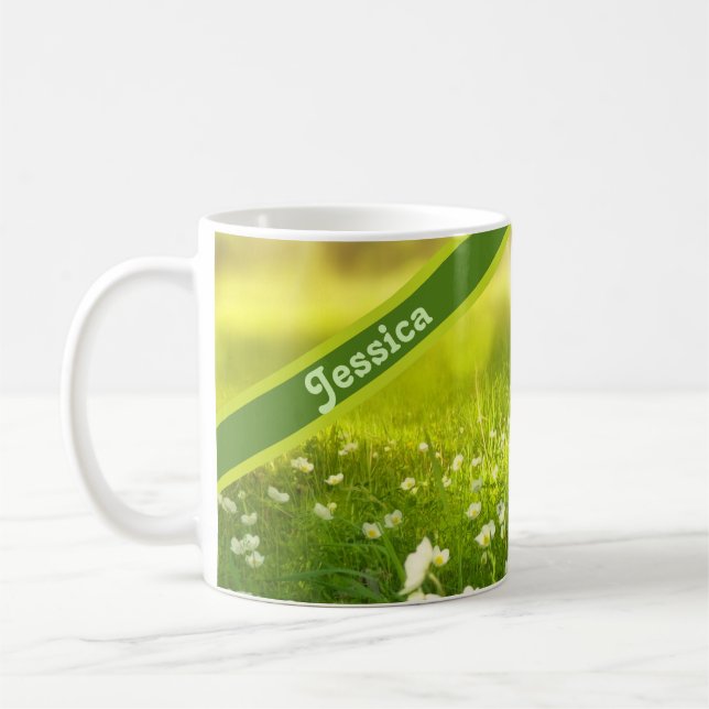 Mug Champ de fleurs d'été personnalisé (Gauche)
