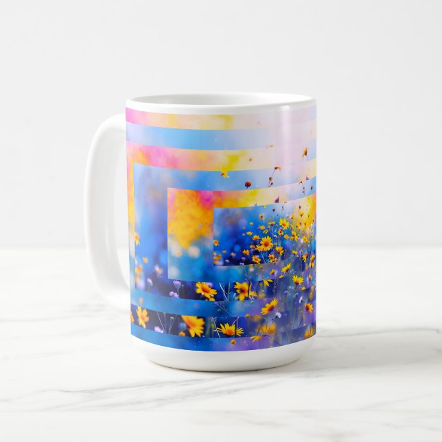 Mug Champ de fleurs moderne (Devant gauche)