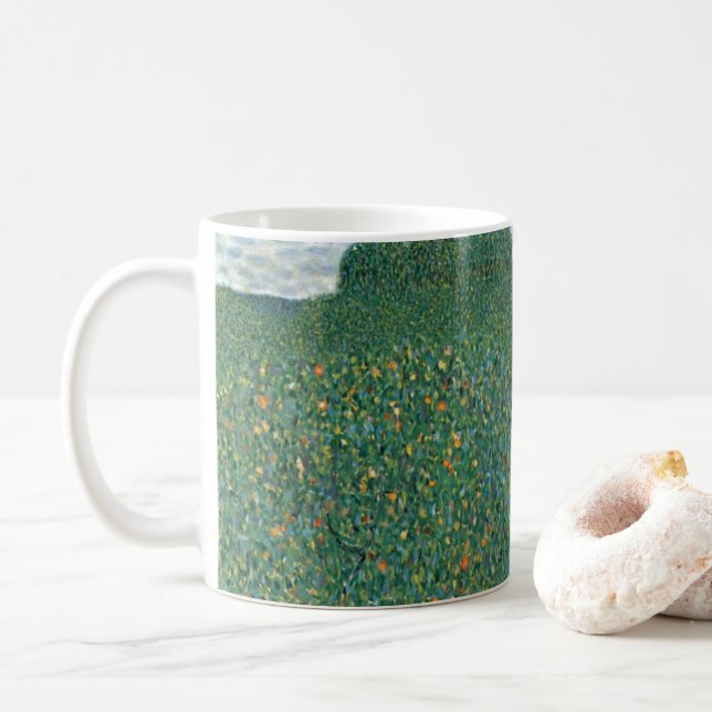 Mug Champ de pavot par Gustav Klimt, Art Nouveau Vinta (Avec donut)