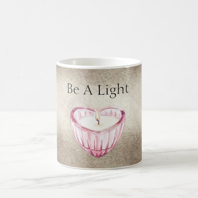 Mug Champagne Gold Pink Heart Candle Be A Light (Centre)
