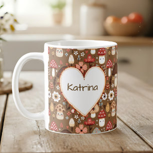 Mug Champignons adorables avec monogramme de style cot