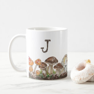 Mug Champignons Art Automne Automne Nature Monogramme