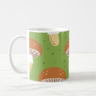 Mug Champignons d'automne : motif sans couture verte.