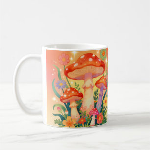 Mug Champignons et Fleurs Personnalisés Cottage Core