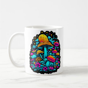 Mug Champignons et fleurs rétro Neon