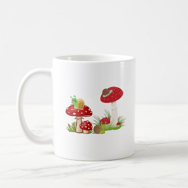 Mug Champignons Et Snail Motif Coffee Cup (Gauche)