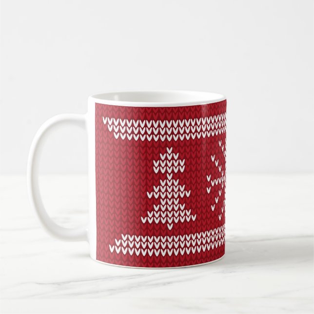 Mug Chandail de Noël Knit Motif Arbre rouge Flocon de  (Gauche)