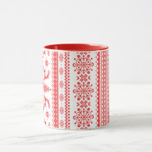 Mug Chandail de Noël rouge brun motif monogramme