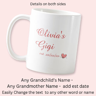 Mug Changer le nom du grand-enfant, Gigi Nom Est Coeur