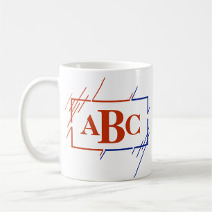 Mug Changer Monogramme initial Brown Bleu Traces A B C