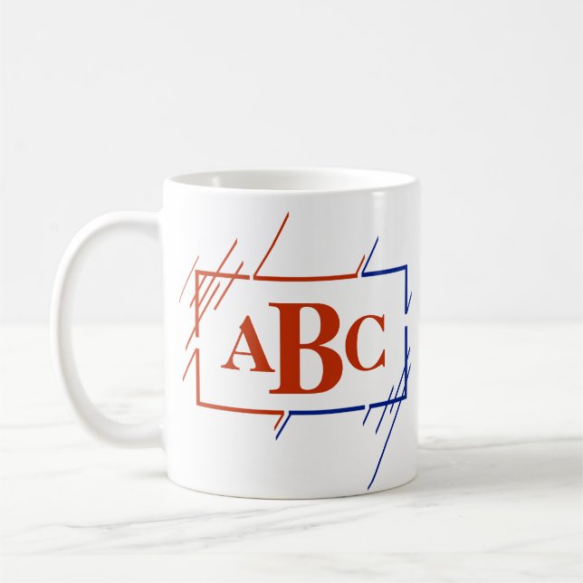 Mug Changer Monogramme initial Brown Bleu Traces A B C (Gauche)