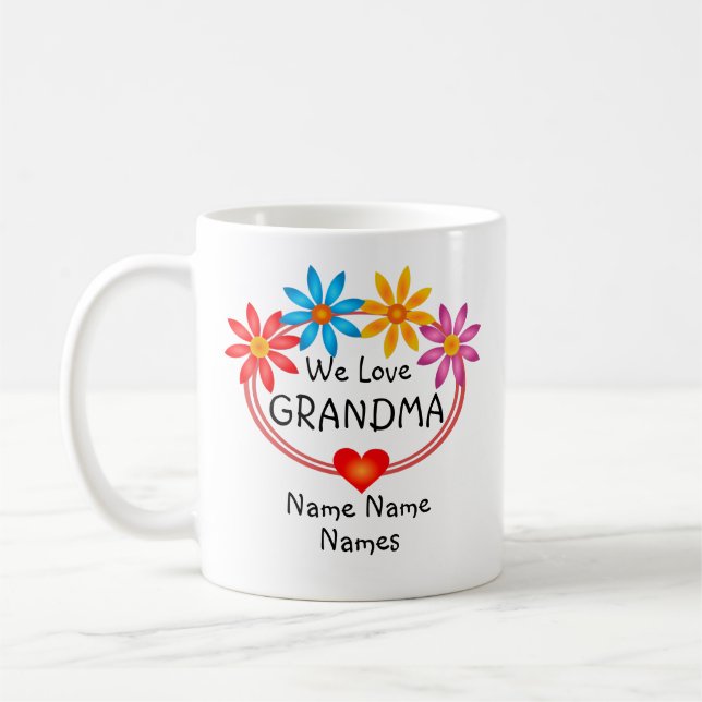 Mug Changer TOUS LES Noms Grand-mère Enfants Nom Flowe (Gauche)