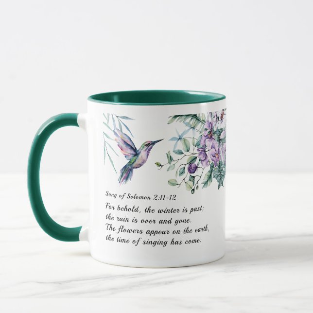 Mug Chanson de Salomon 2:11-12 Bible des fleurs de col (Gauche)