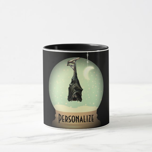Mug Chanter la chauve-souris neige globe noir vintage  (Centre)