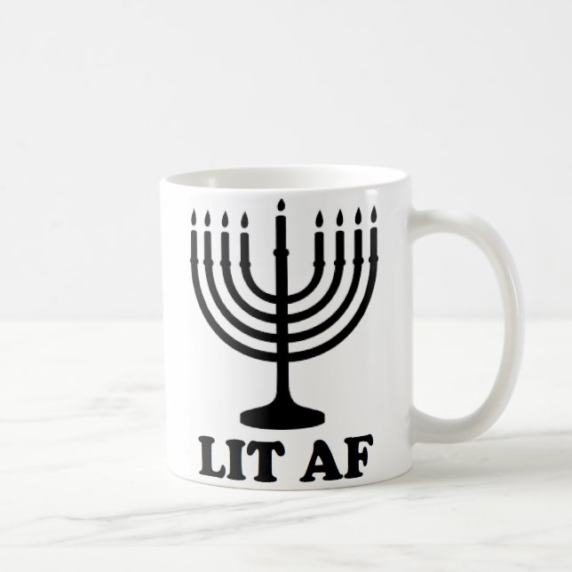 Mug Chanukah drôle af allumé par menorah de hanoukka (Droite)