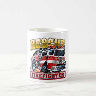 Mug Chapeau de camionneur de camion de pompier à dessi
