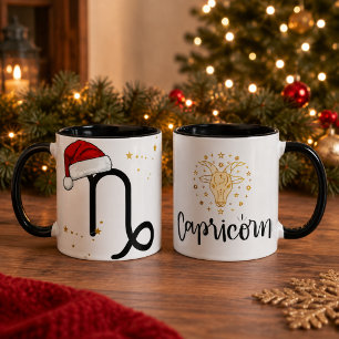 Mug Chapeau de Père Noël du Capricorne du zodiaque de