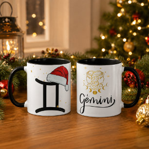 Mug Chapeau de Père Noël du zodiaque Gémeaux de Noël