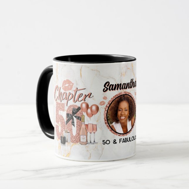 Mug Chapitre 50 Rose Gold 50e Elégante photo d'anniver (Devant gauche)