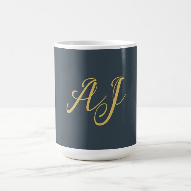 Mug Charcoal Gold Color Monogram Professional Initial (Centre)