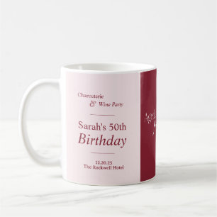 Mug Charcuterie & Vin Fête d'anniversaire 50 ans Rose 