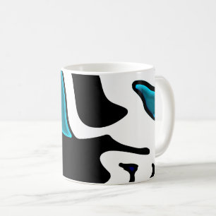 Mug Charge de profondeur : noir, blanc et bleu Abstrai