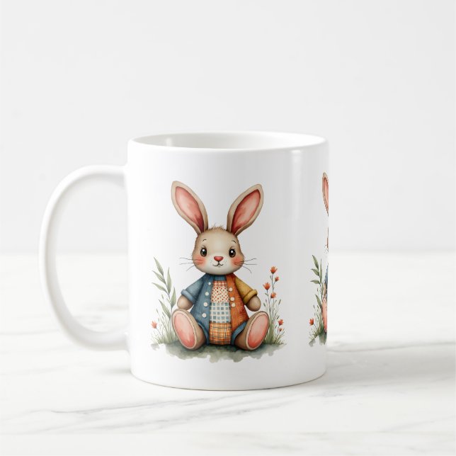 Mug Chariot de lapin de chaume en gros bois (Gauche)