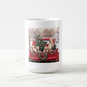Mug Chariot Rouge Rétro De Noël Avec Chiens De Chien