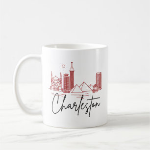 Mug Charleston, SC   Ligne Skyline Stylisée Ville