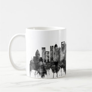 Mug Charlotte North Carolina Skyline BW